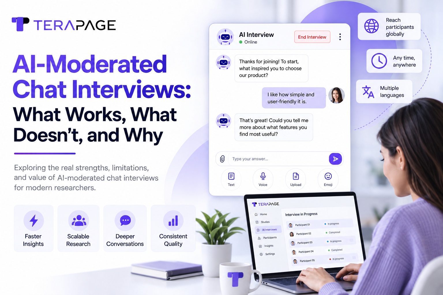 AI-moderated chat interview conversation between a research participant and an AI agent