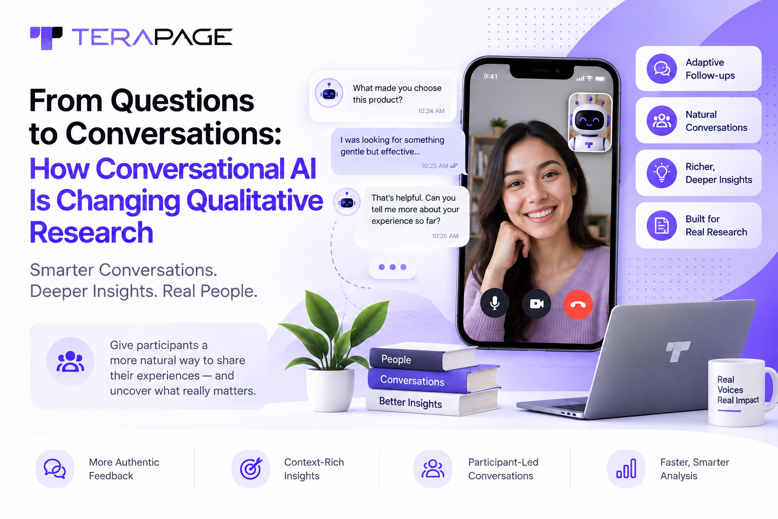 Participant having a real-time conversation with an AI moderator on Terapage